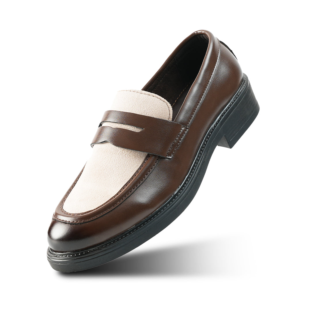 Monkstory Cosmopolitan Contrast Penny Loafers - Brown/Beige