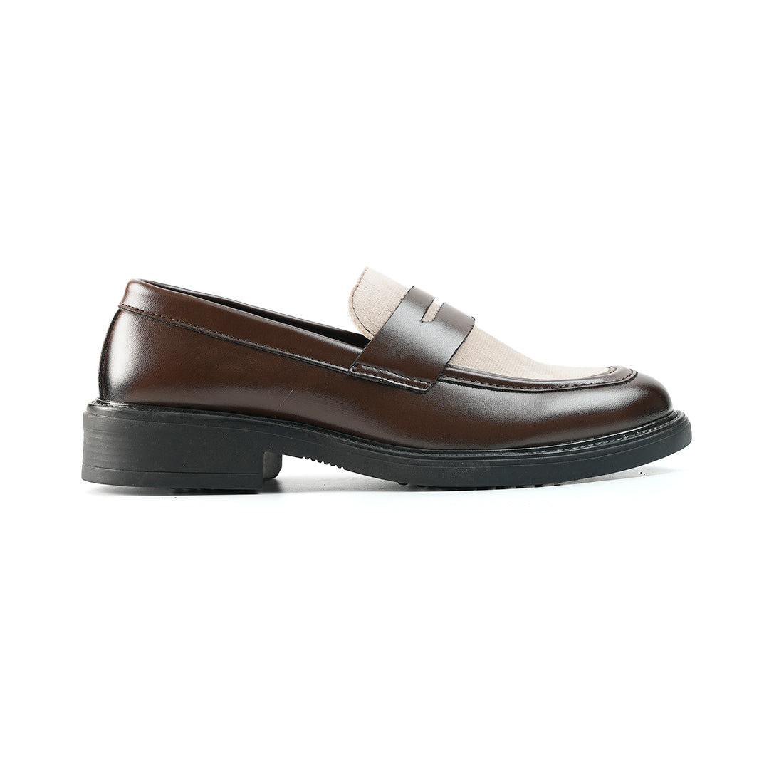 Monkstory Cosmopolitan Contrast Penny Loafers - Brown/Beige