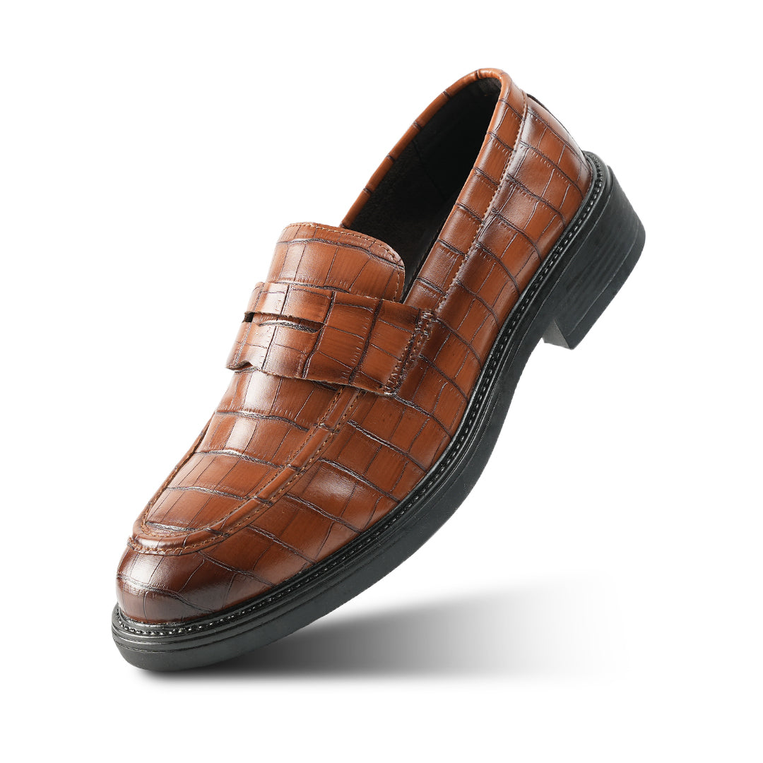 Monkstory Cosmopolitan Croco Penny Loafers - Burnish Tan