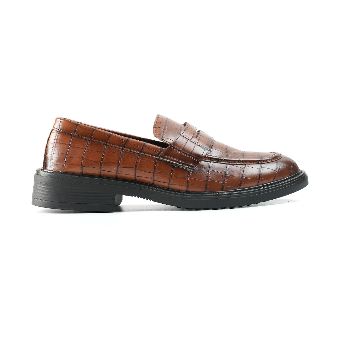 Monkstory Cosmopolitan Croco Penny Loafers - Burnish Tan
