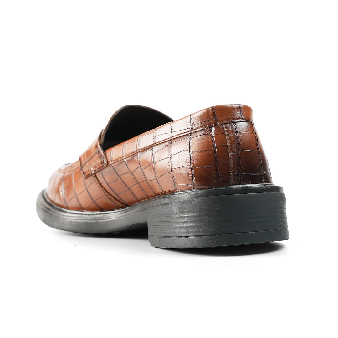Monkstory Cosmopolitan Croco Penny Loafers - Burnish Tan