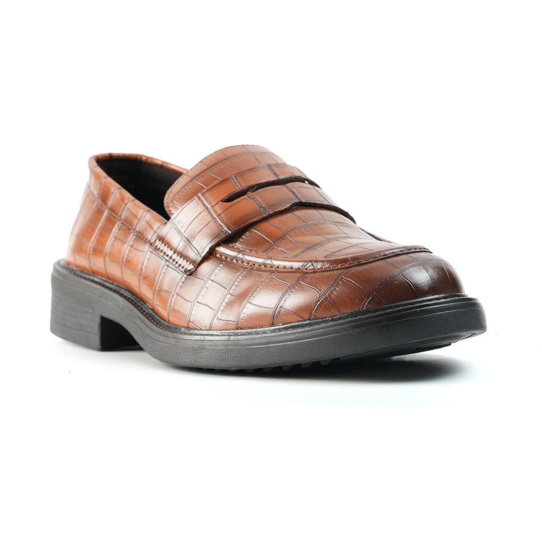 Monkstory Cosmopolitan Croco Penny Loafers - Burnish Tan