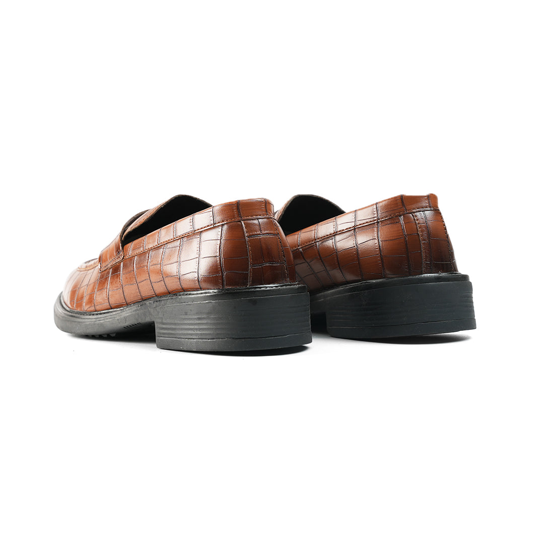 Monkstory Cosmopolitan Croco Penny Loafers - Burnish Tan