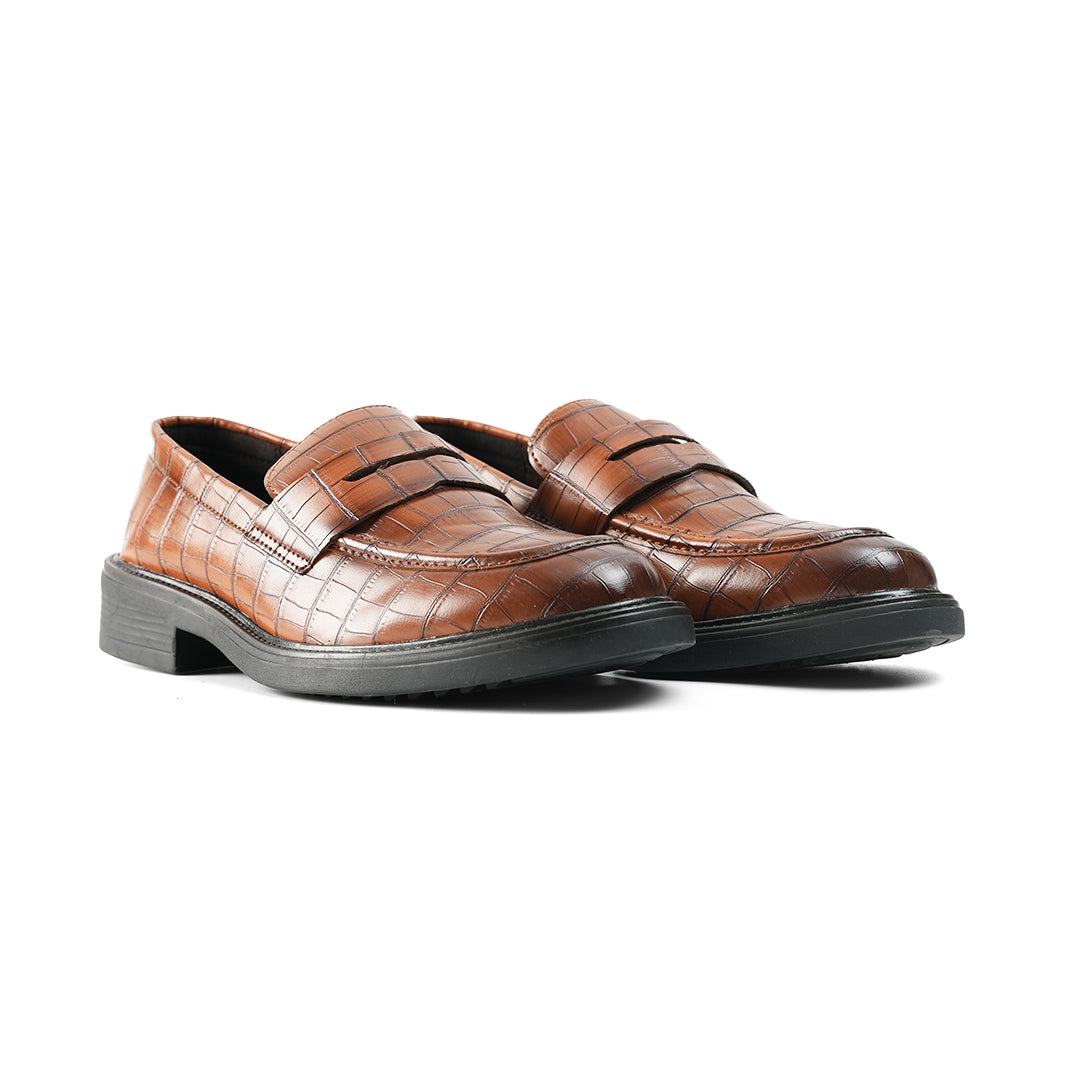 Monkstory Cosmopolitan Croco Penny Loafers - Burnish Tan