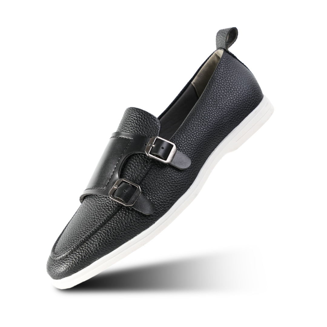 monky7  Monkstory Yacht Club Double Monk Slip-Ons - Black