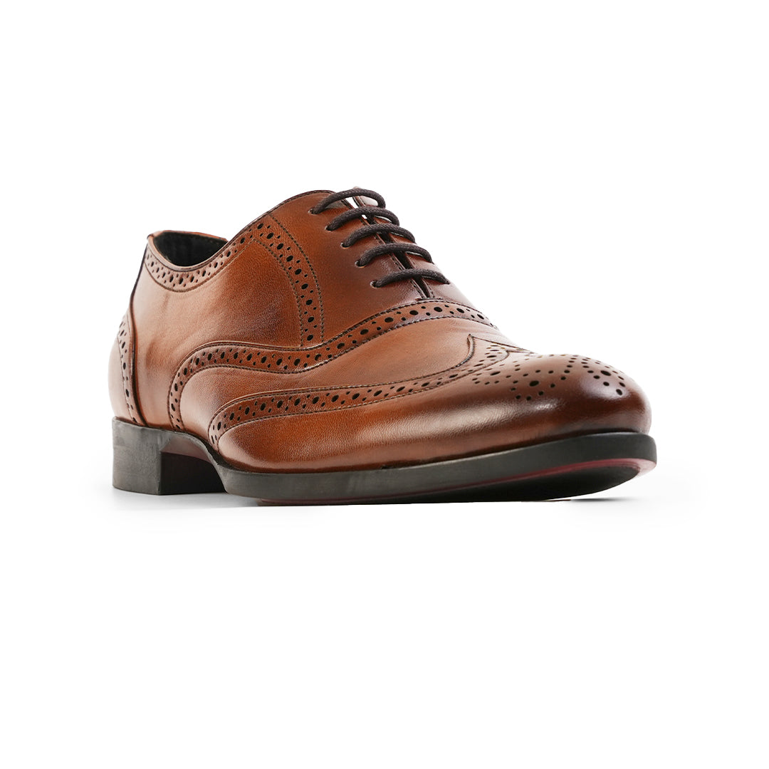 Monkstory Wingtip Oxford Lace-Up Brogues - Rich Tan