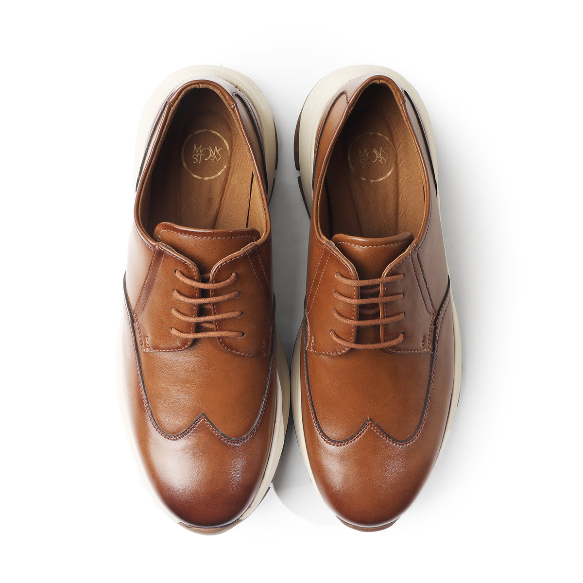Monkstory Gravity Lift Wingtip Derby Sneakers – Tan