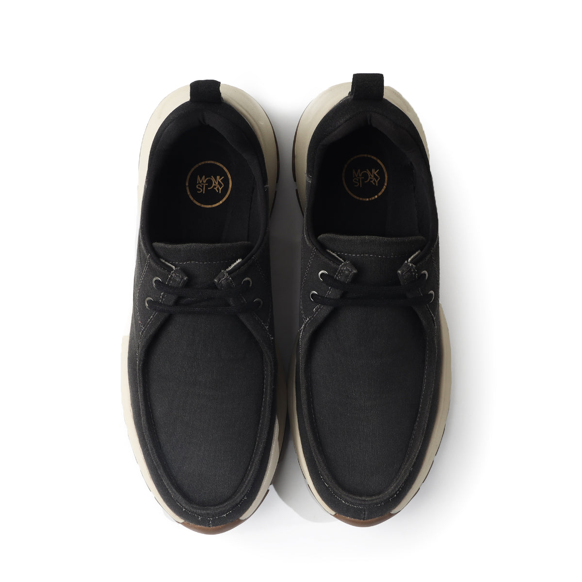 Monkstory Gravity Lift Washed Canvas Moc Toe Sneakers – Charcoal Grey