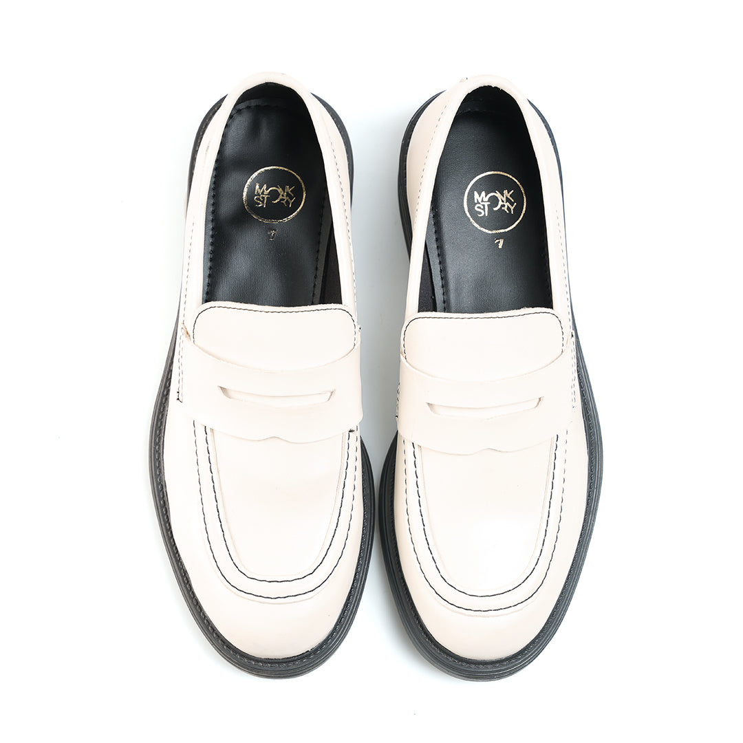 Monkstory Cosmopolitan Penny Loafers - Off White