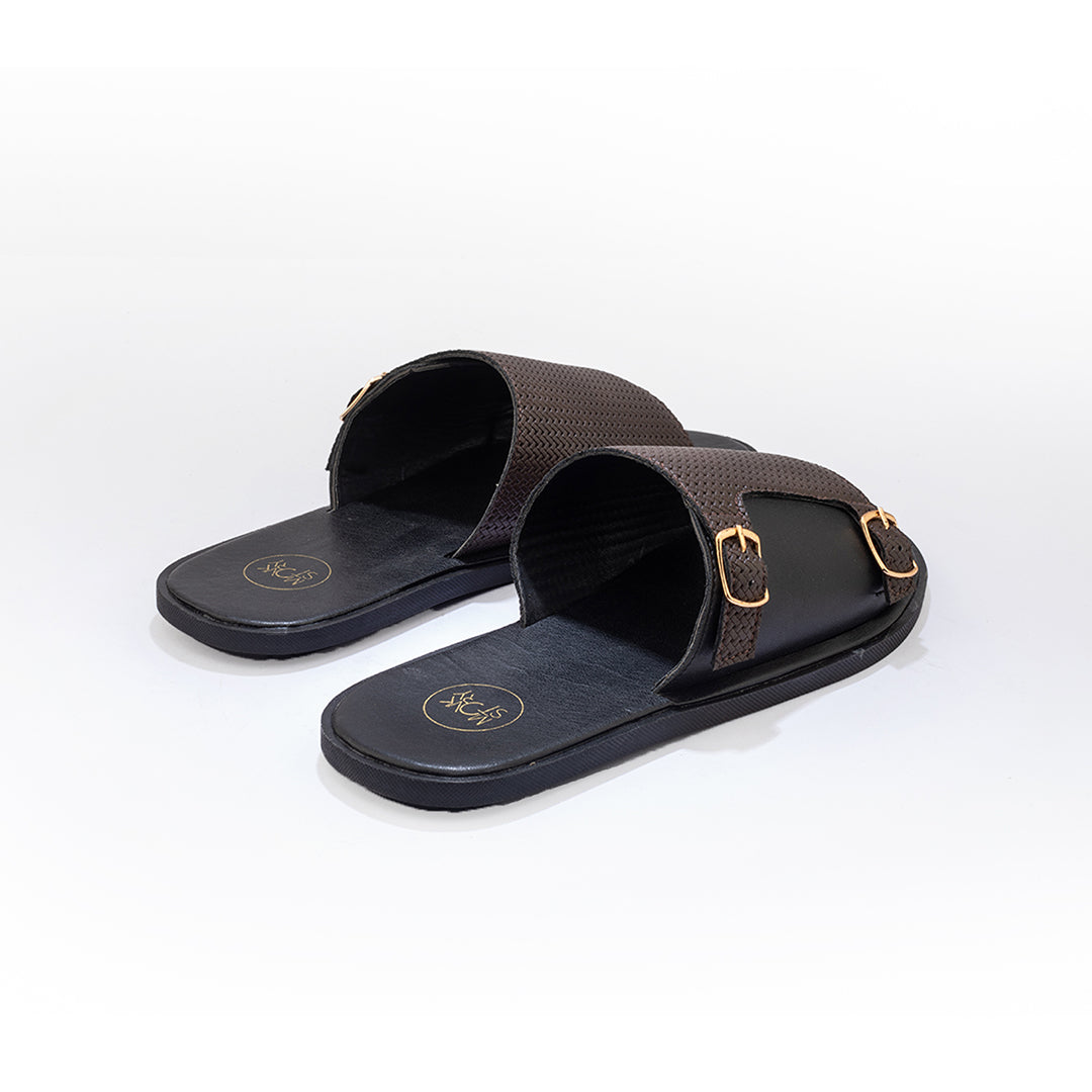 A pair of T-Rad Double Monk Strap Sandals in posh brown on a white background. Brand: Monkstory.