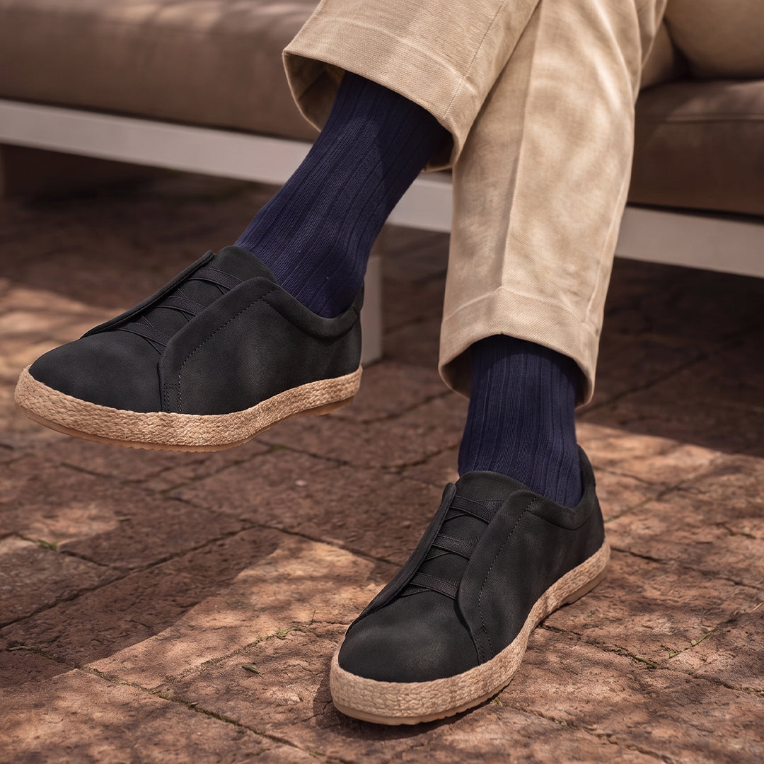 Monkstory Yacht Club Elastic Slip-On Espadrille Sneakers – Carbon Black