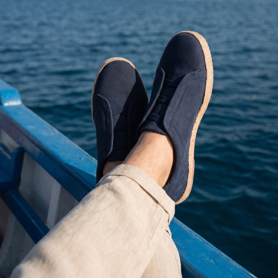 Monkstory Yacht Club Elastic Slip-On Espadrille Sneakers – Deep Navy