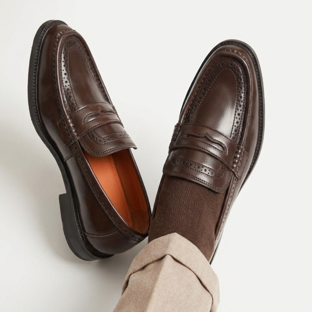 Monkstory Atelier 1936 Penny Brogue Loafers – Dark Brown