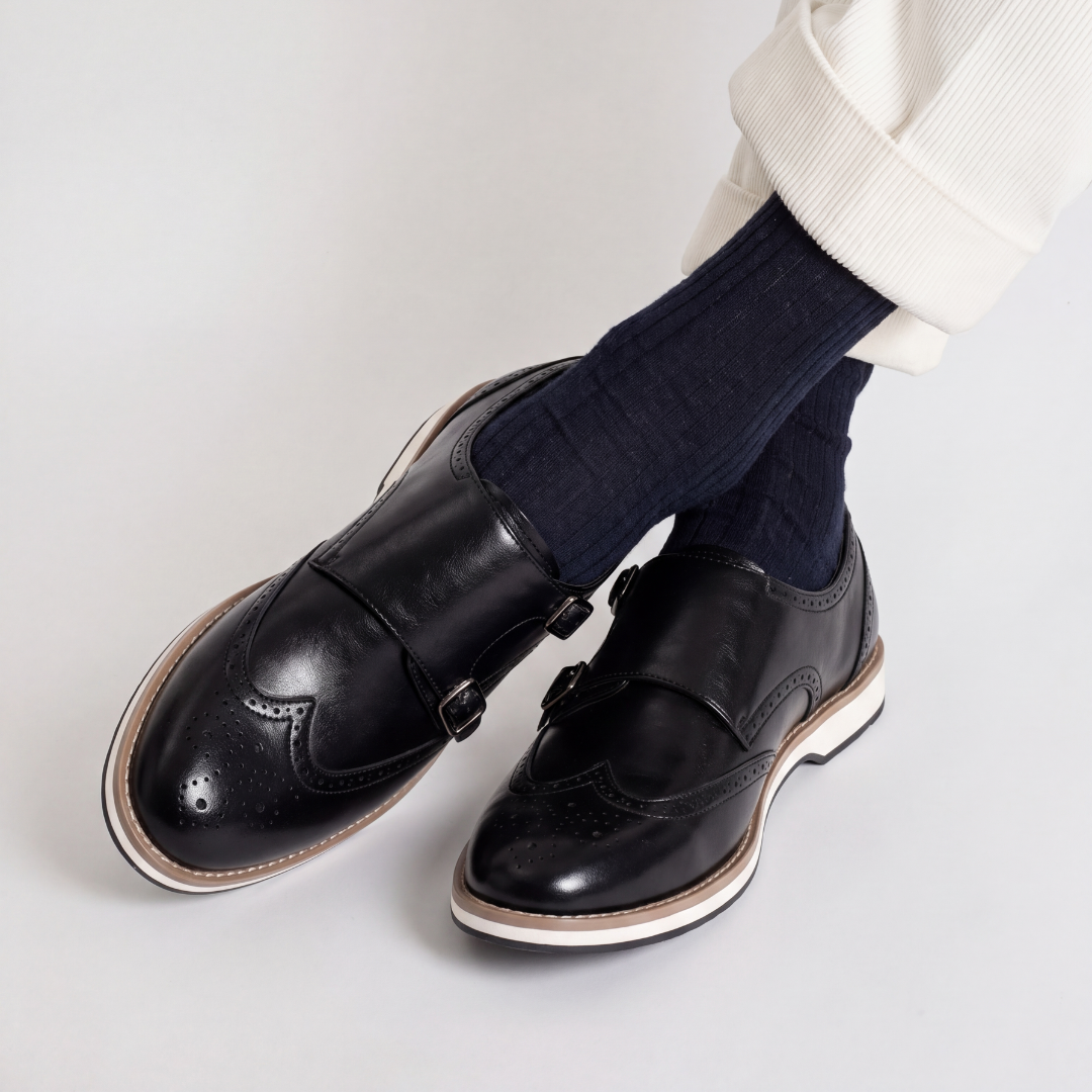 Monkstory Atelier 1938 Hybrid Double Monk Slip-Ons – Black