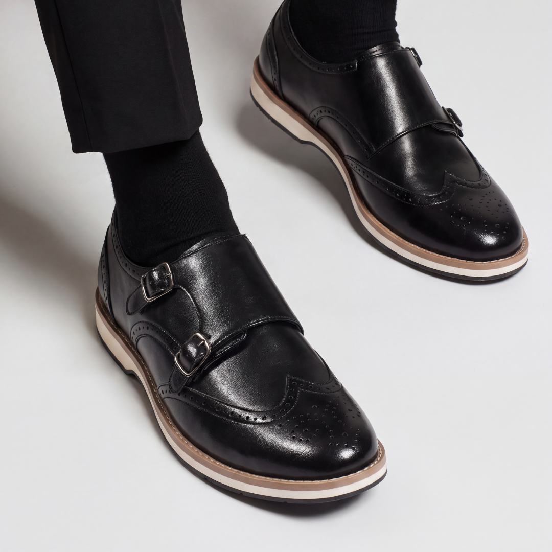 Monkstory Atelier 1938 Hybrid Double Monk Slip-Ons – Black