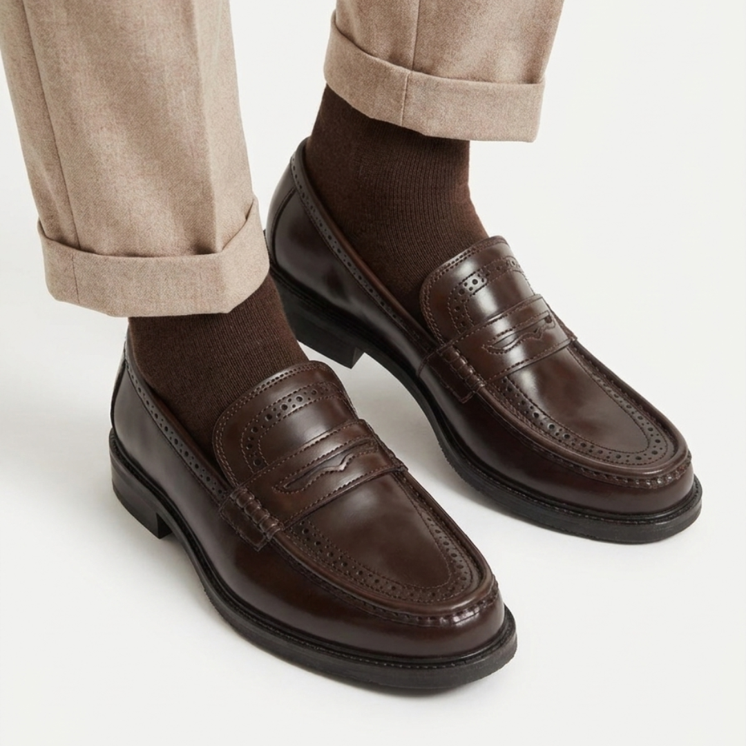 Monkstory Atelier 1936 Penny Brogue Loafers – Dark Brown