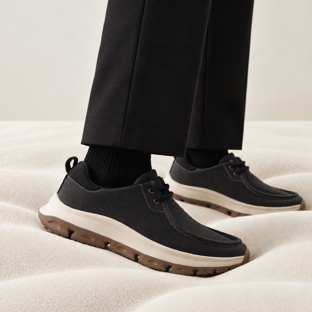 Monkstory Gravity Lift Washed Canvas Moc Toe Sneakers – Charcoal Grey