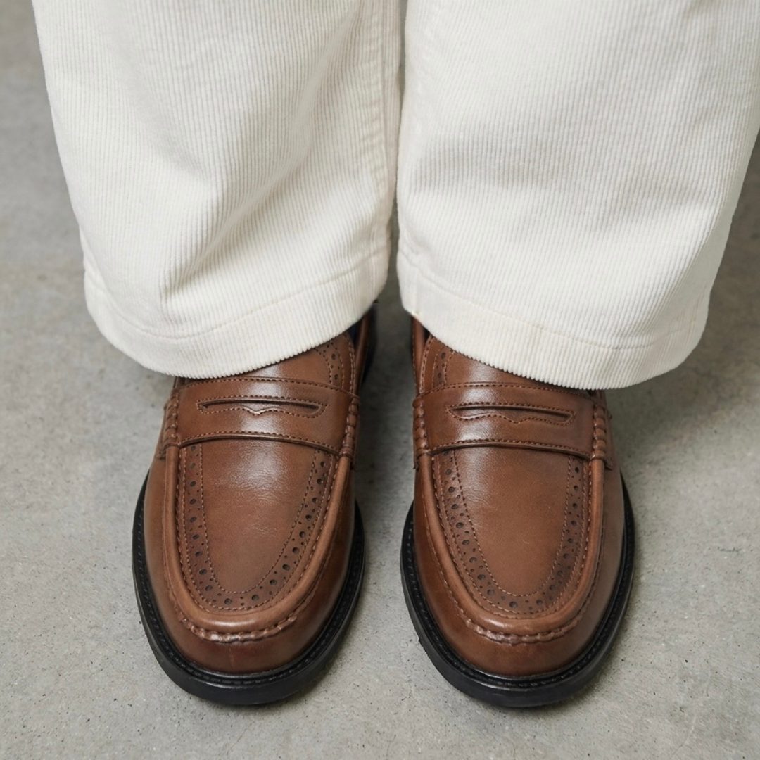 Monkstory Atelier 1936 Penny Brogue Loafers – Tan