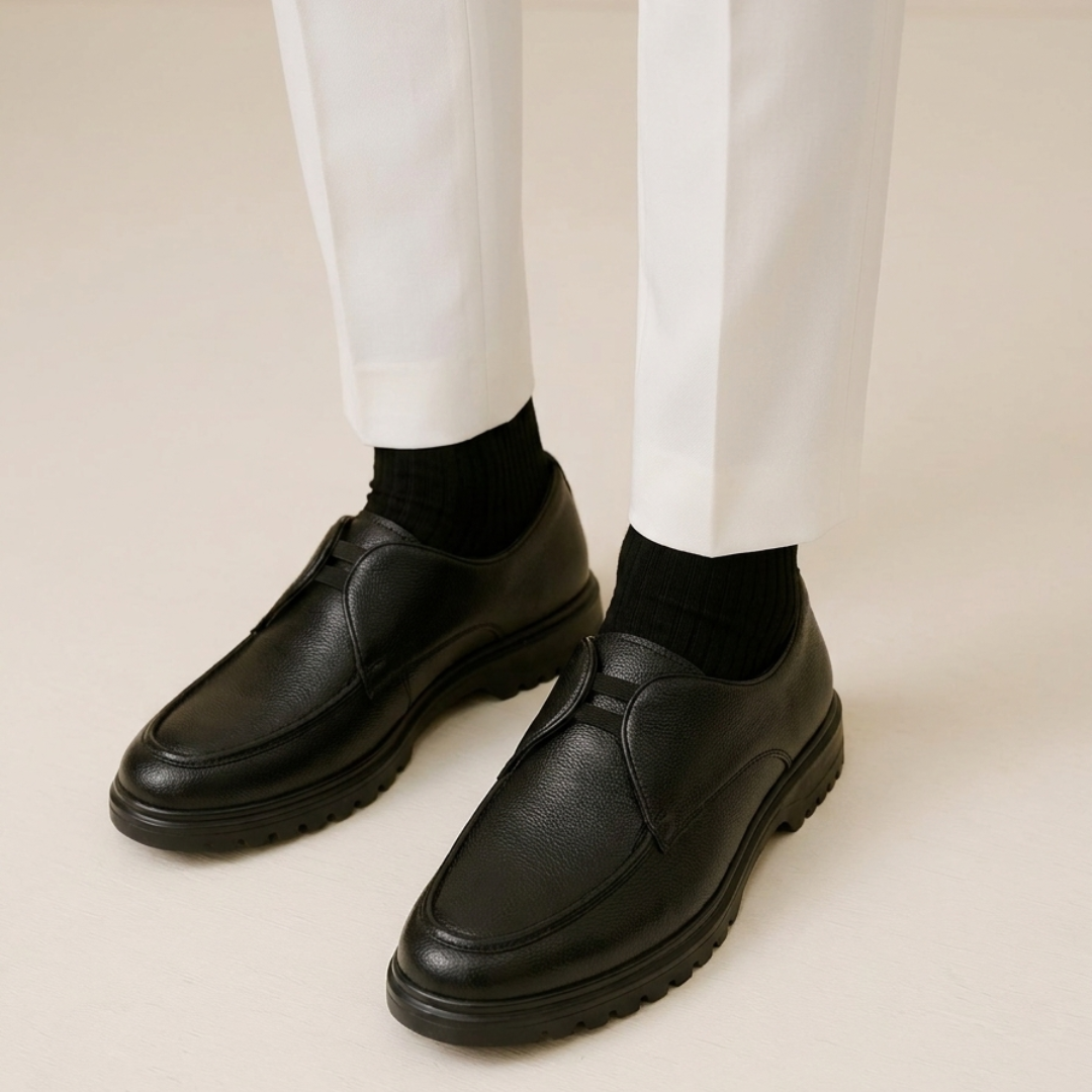 Monkstory Atelier 1946 Twin Elastic Apron Derbies – Midnight Black