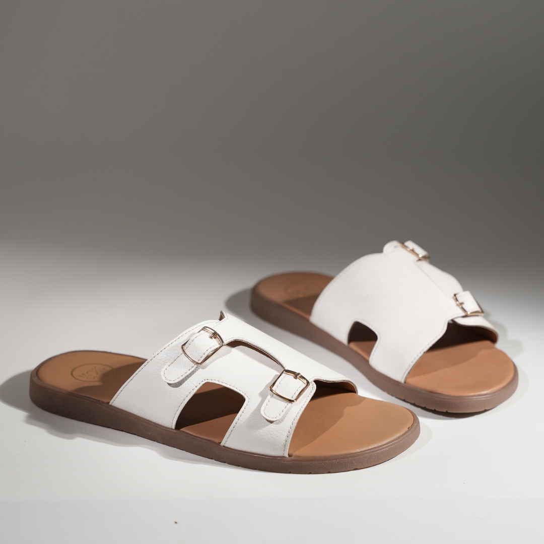 T-Rad Classic Double Monk Strap Sandals - White