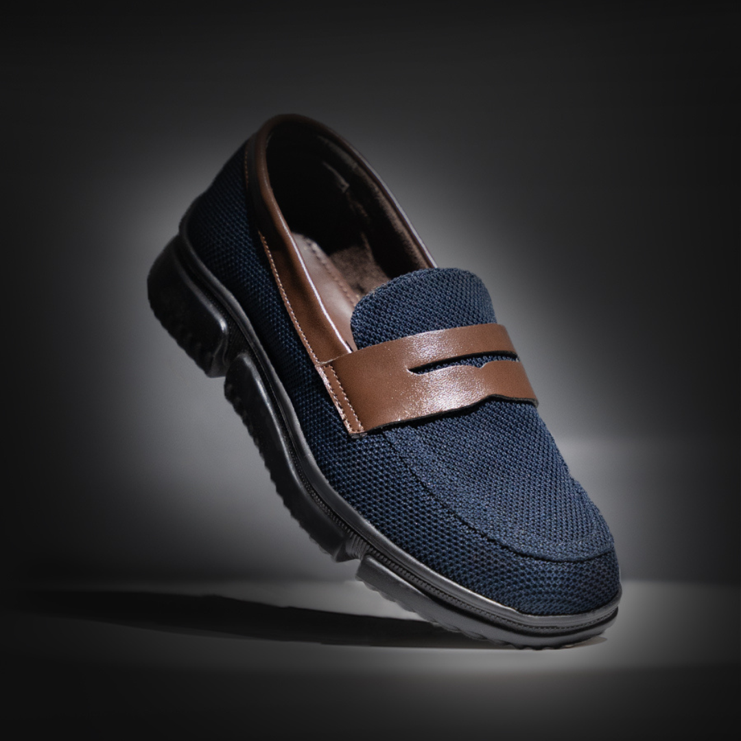 Monkstory Gravity Lift Supreme Comfort Mesh Slip-On Sneakers - Navy & Brown