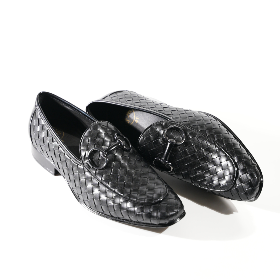 Monkstory Horsebit Smart Hand Woven Slip-Ons – Black