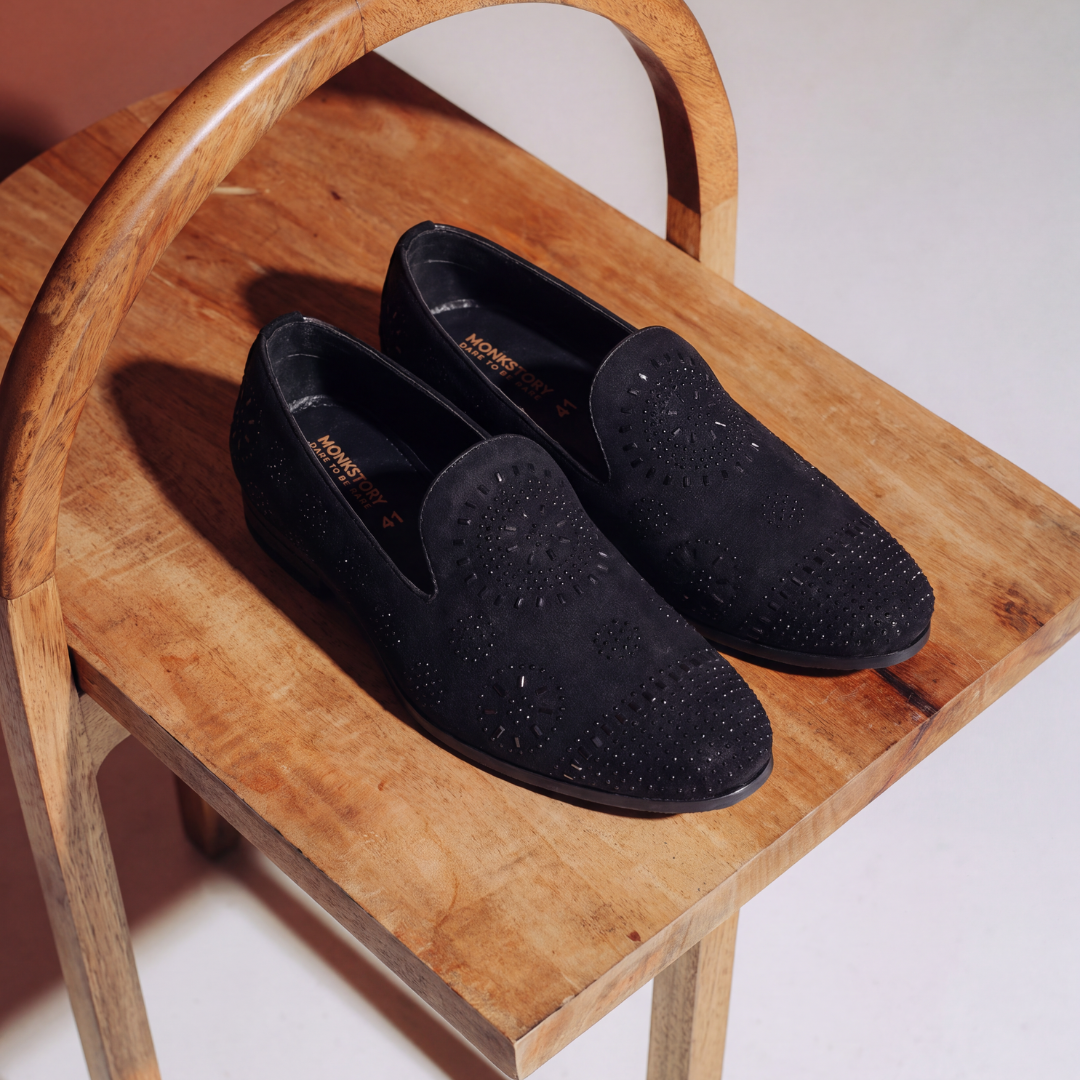 Monkstory Stardust Crystal Slip-Ons – Black