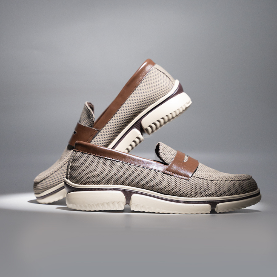 Monkstory Gravity Lift Supreme Comfort Mesh Slip-On Sneakers - Taupe Beige & Brown