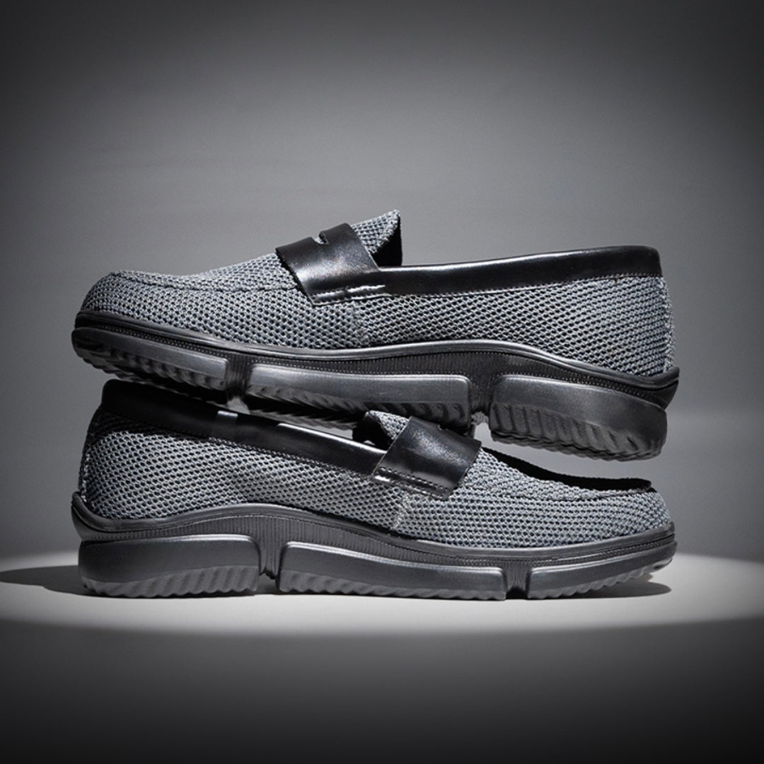 Monkstory Gravity Lift Supreme Comfort Mesh Slip-On Sneakers - Charcoal Grey & Black