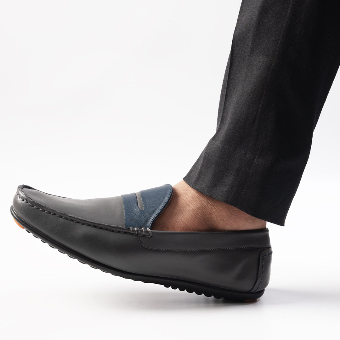 Monkstory Dual Tone Driving Loafers - Grey/Blue