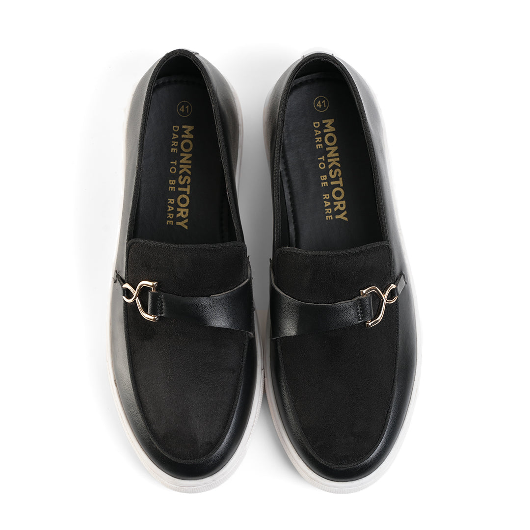 Monkstory Side Buckle Slip-On Sneakers - Black