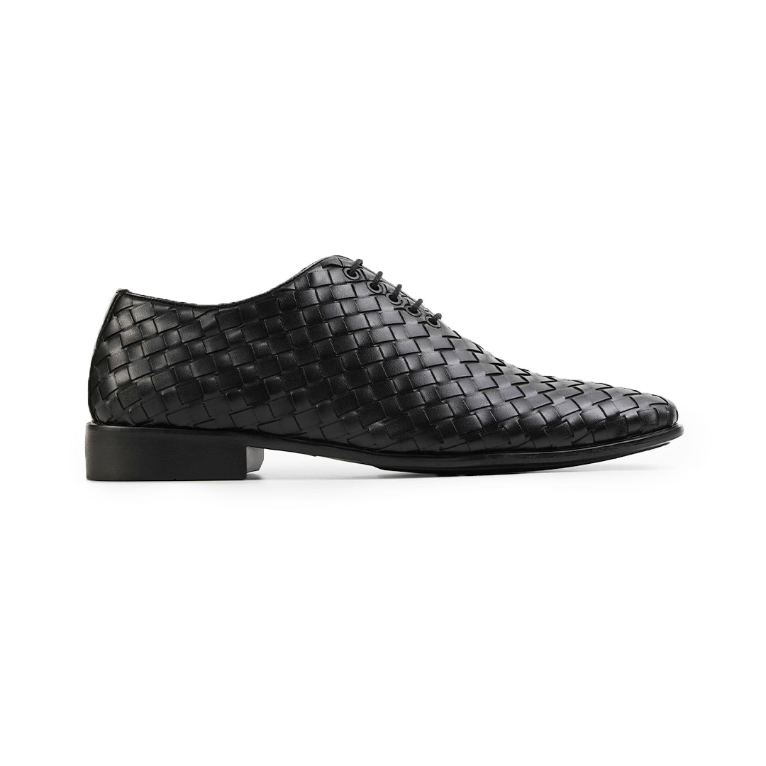 Monkstory Hand Woven Lace-Up Derbies - Black