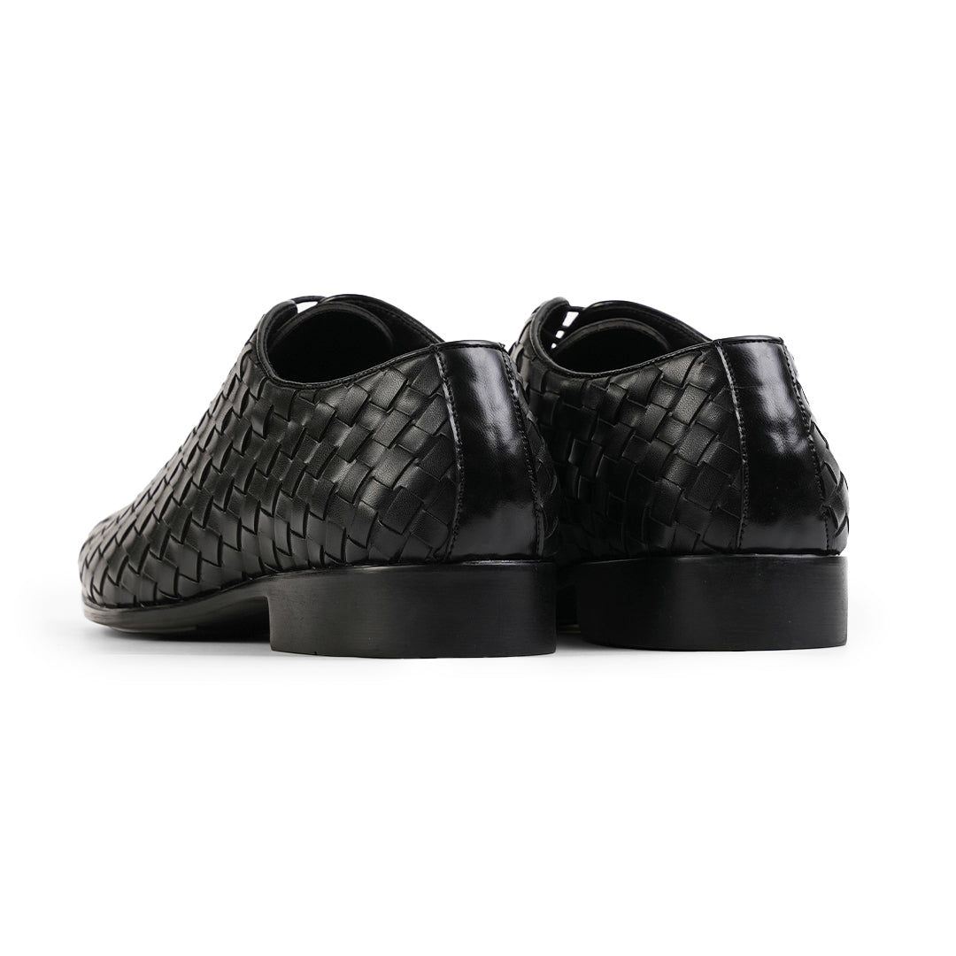 Monkstory Hand Woven Lace-Up Derbies - Black