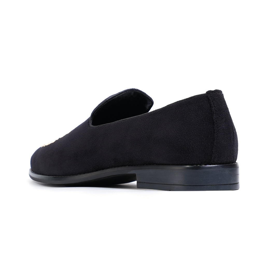 Monkstory Maharaja Zardosi Embroidered Slip-Ons – Black