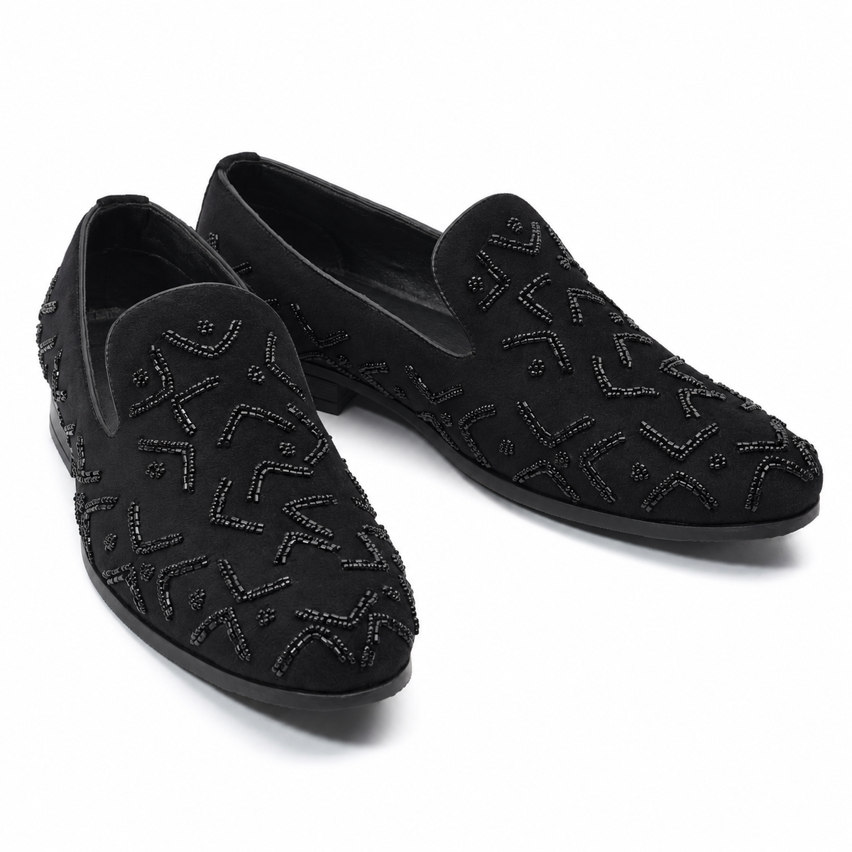 Monkstory Gala Beaded Slip-Ons – Black