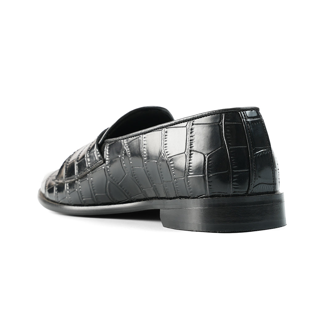 Monkstory Eclecta Croco Side Hook Slip Ons - Black