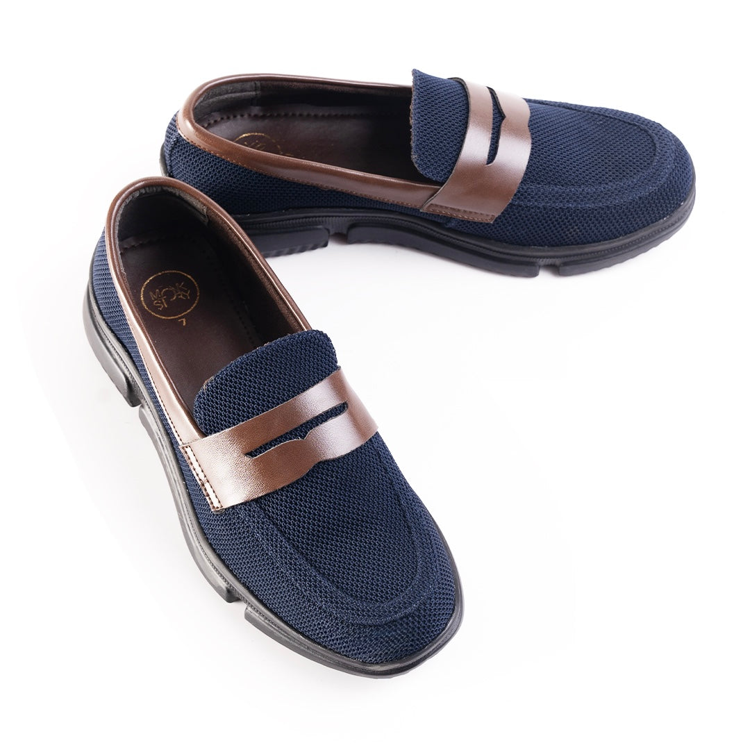 Monkstory Gravity Lift Supreme Comfort Mesh Slip-On Sneakers - Navy & Brown