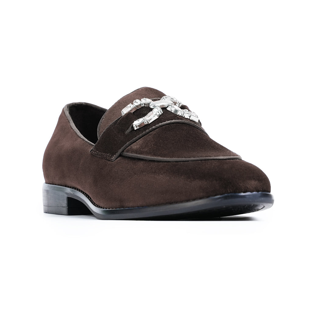 Monkstory Velvet Crystal Bit Loafers – Royal Brown