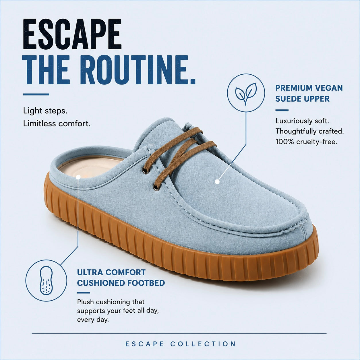 Monkstory Escape Creeper Sneaker Mules – Light Blue