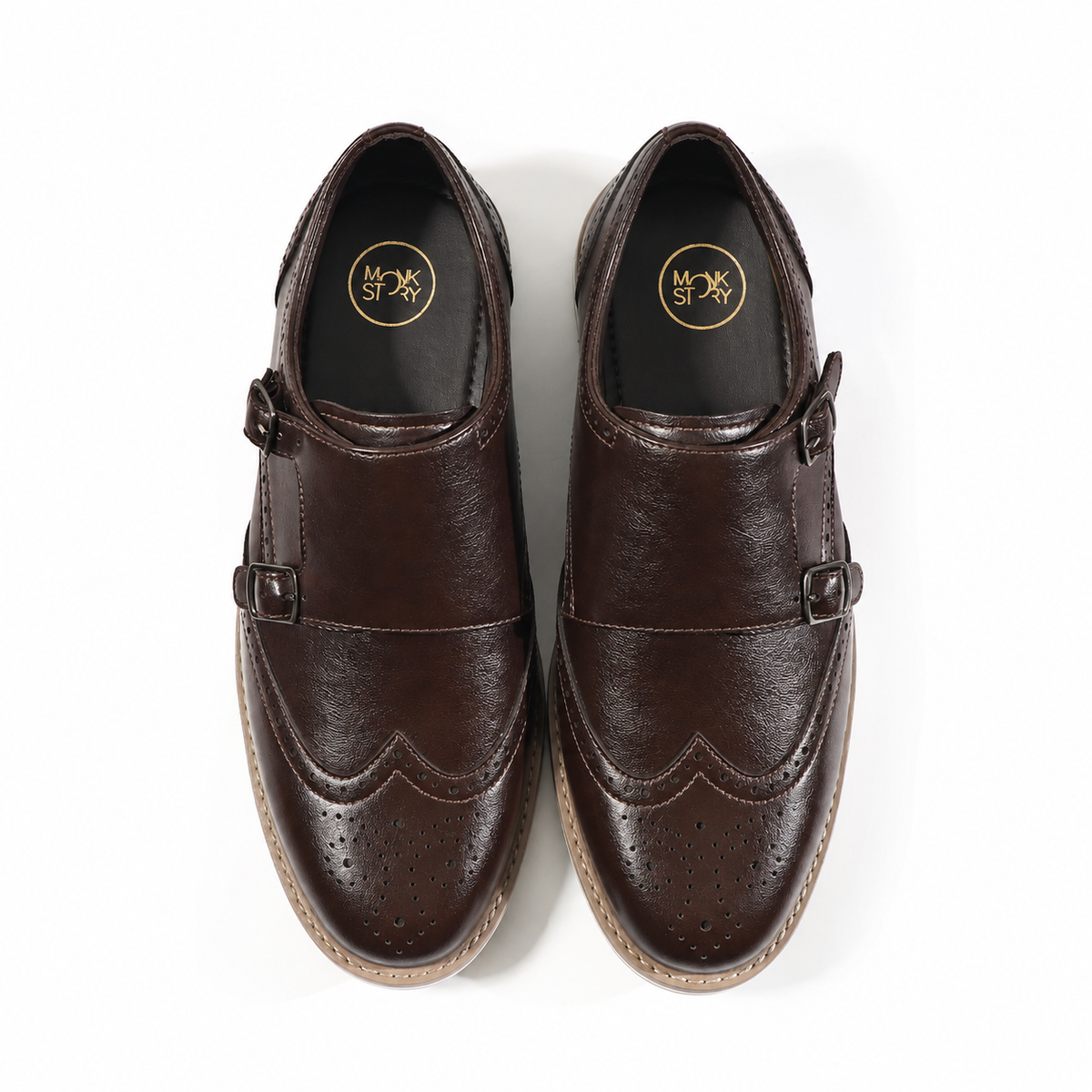 Monkstory Atelier 1938 Hybrid Double Monk Slip-Ons – Brown