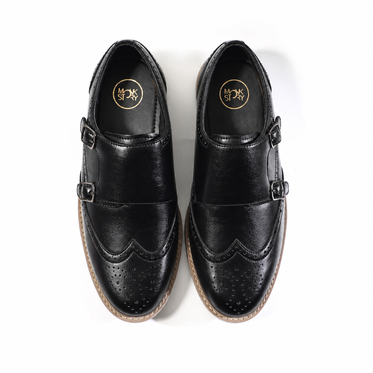Monkstory Atelier 1938 Hybrid Double Monk Slip-Ons – Black