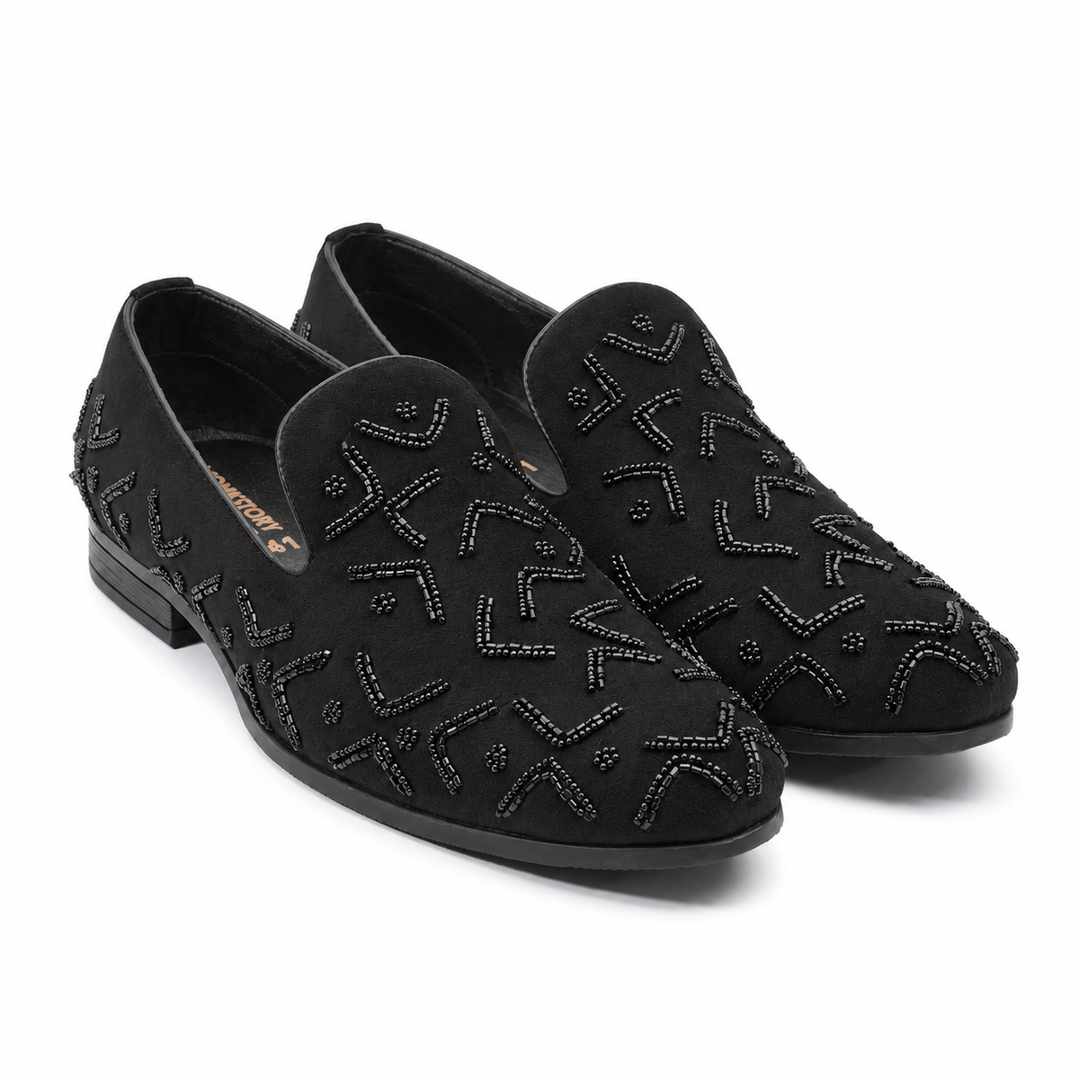 Monkstory Gala Beaded Slip-Ons – Black