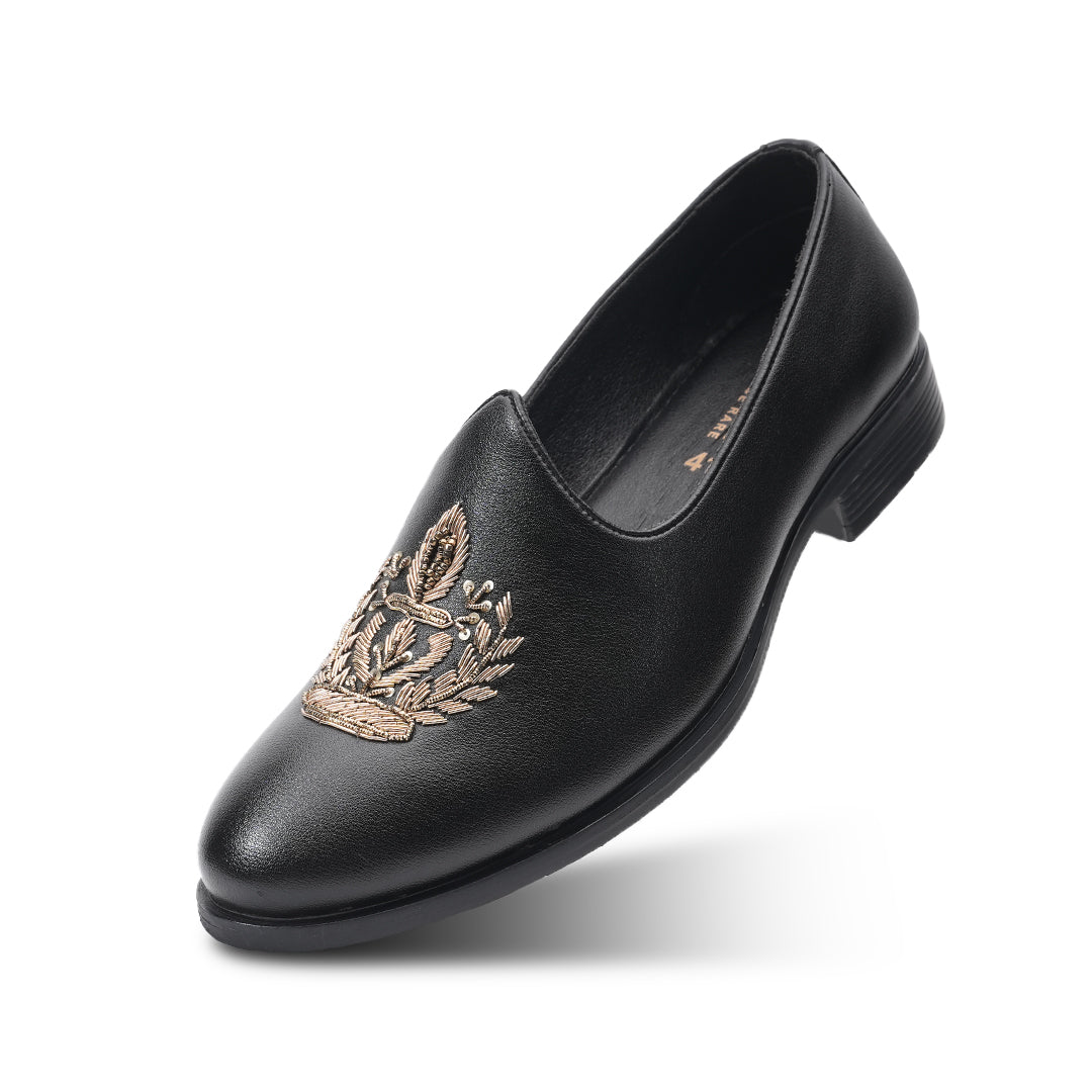 Monkstory Legacy Embroidered Mojari – Black