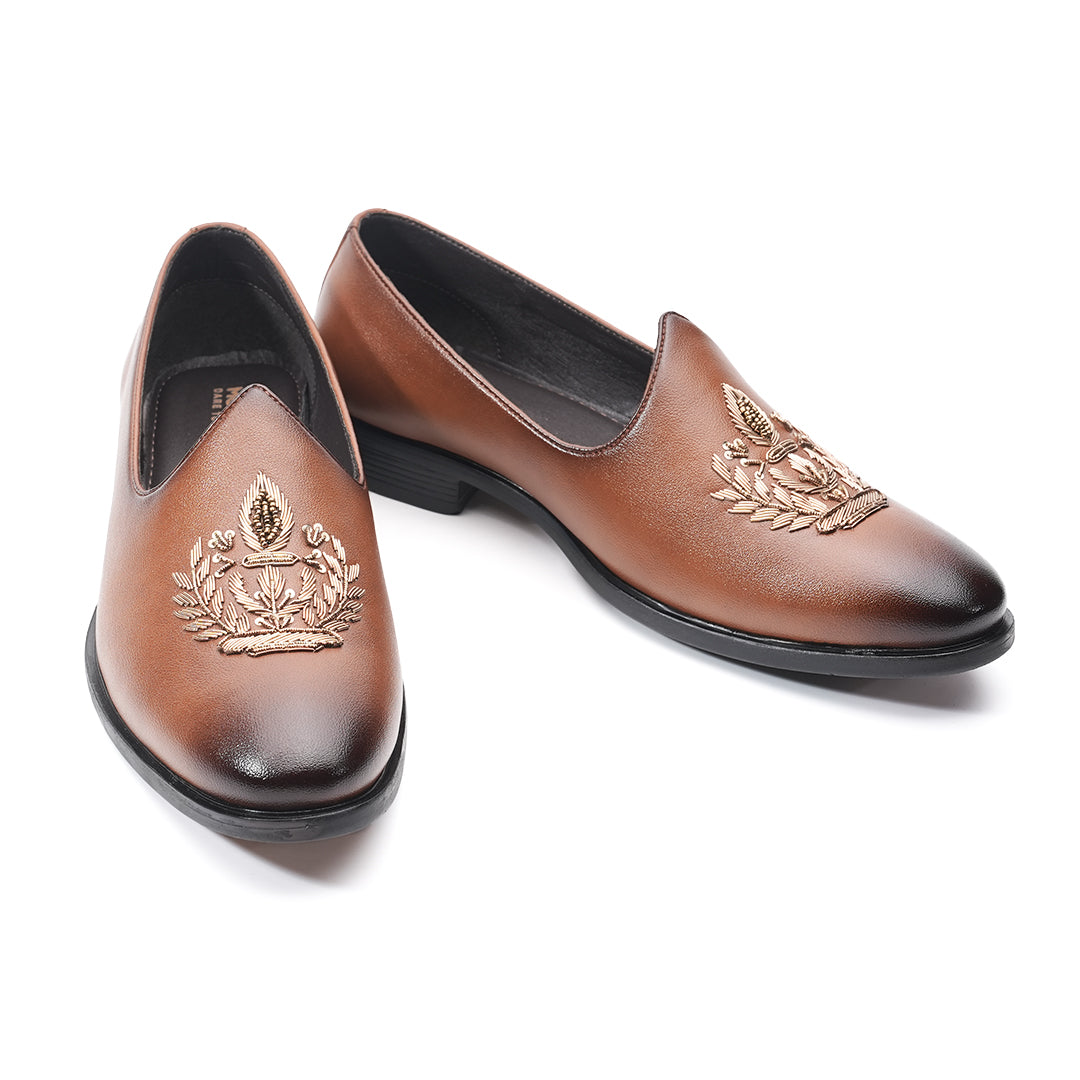 Monkstory Legacy Embroidered Mojaris – Tan