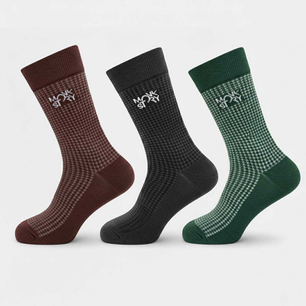 The Everyday Luxury Socks - Houndstooth Edition - MonkSock Set of 3