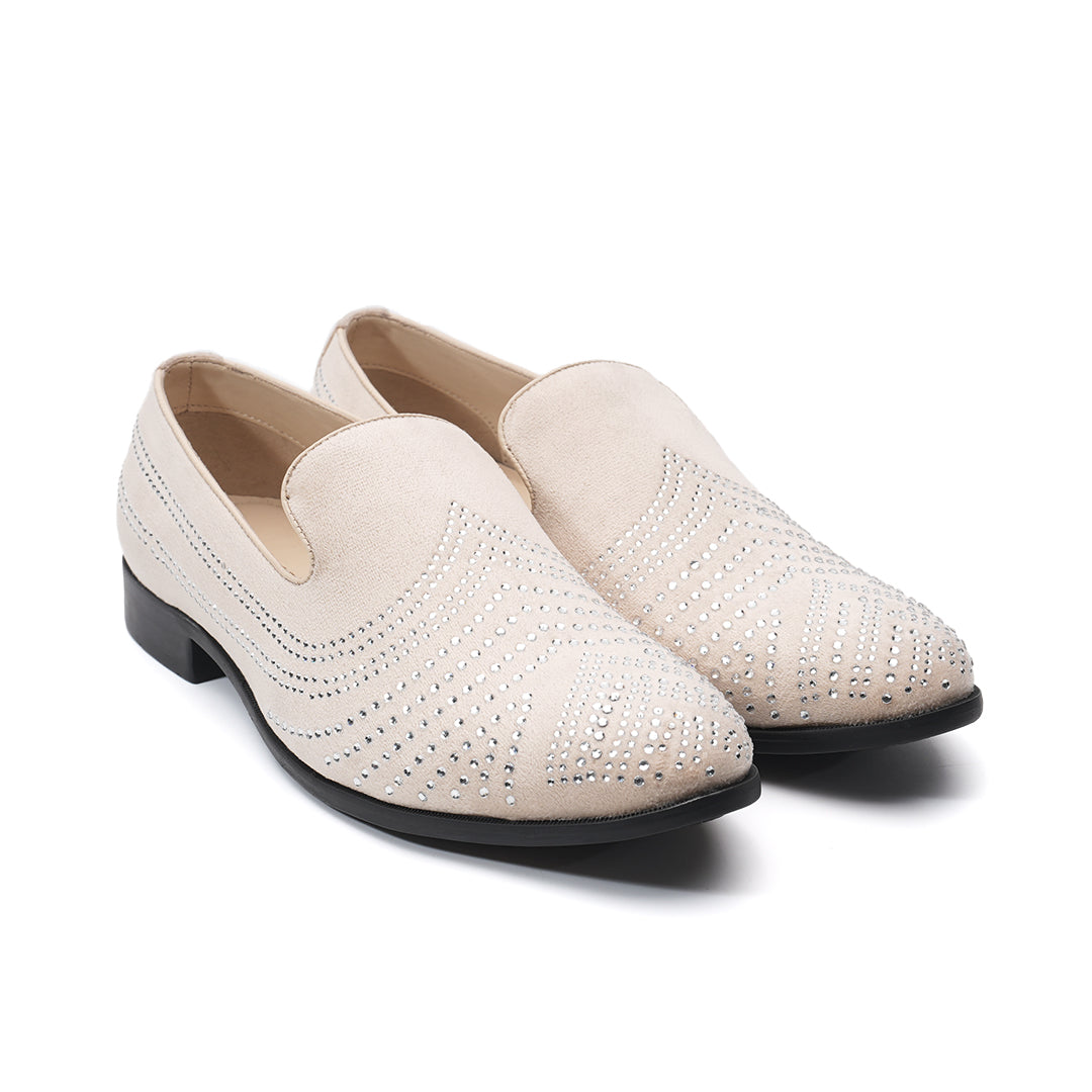 Monkstory Cascade Crystal Slip-Ons – Beige
