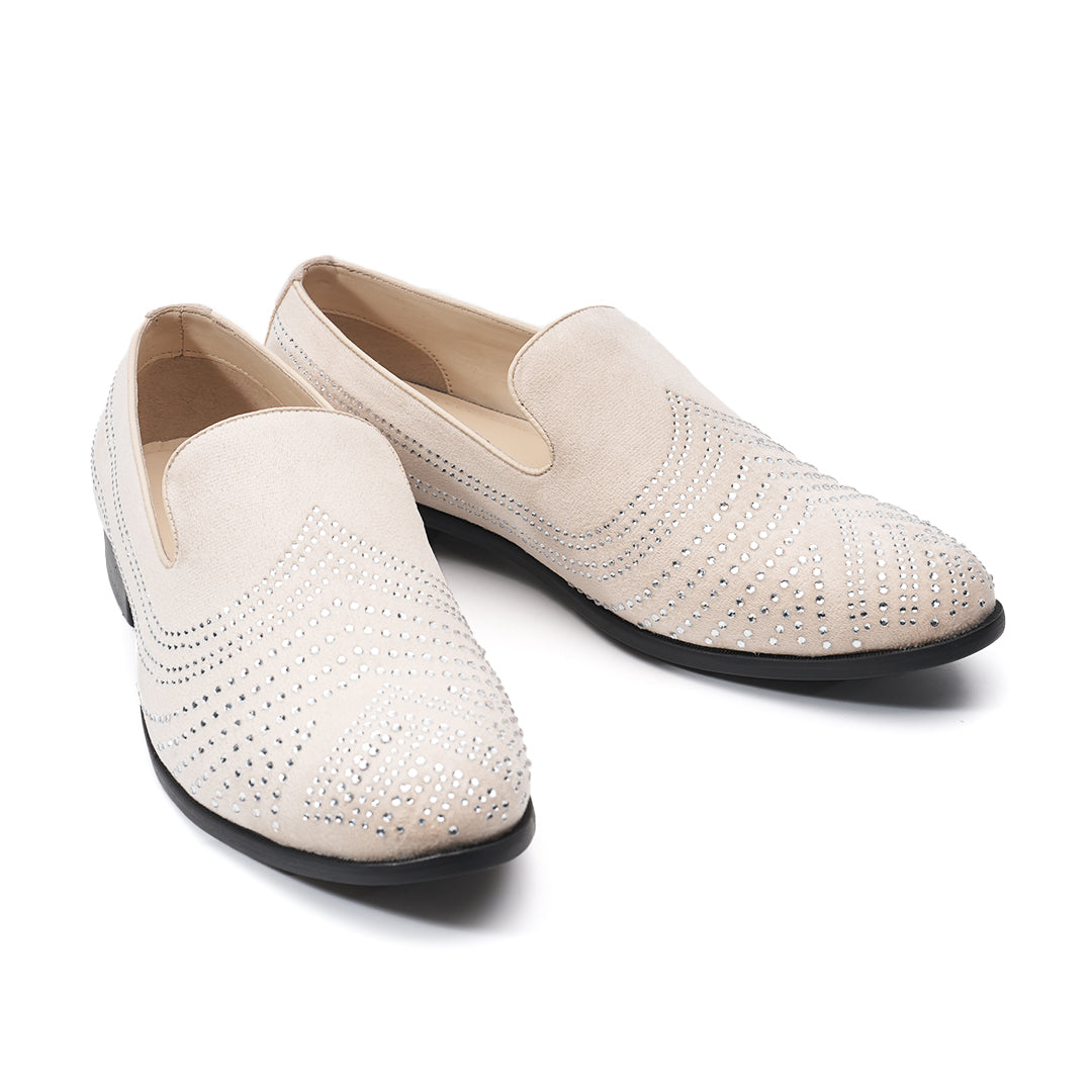 Monkstory Cascade Crystal Slip-Ons – Beige