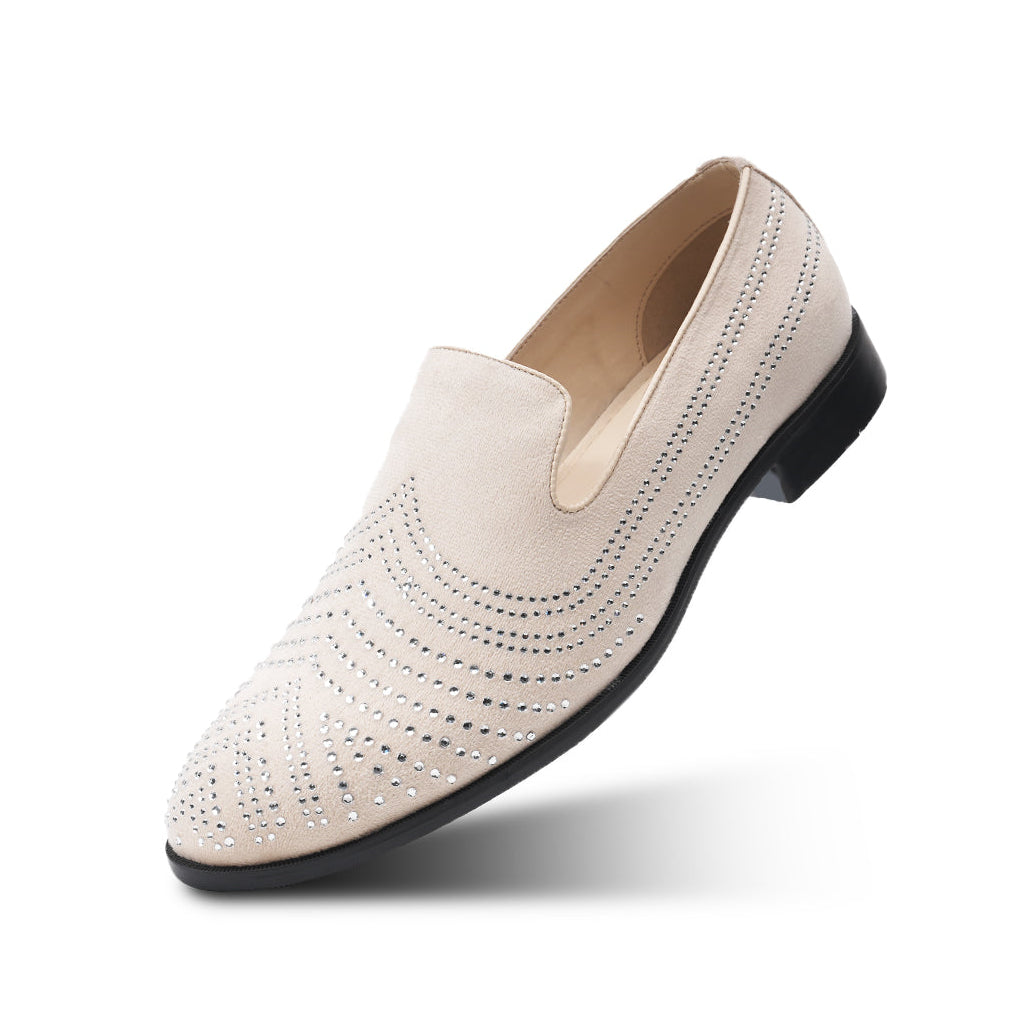 Monkstory Cascade Crystal Slip-Ons – Beige