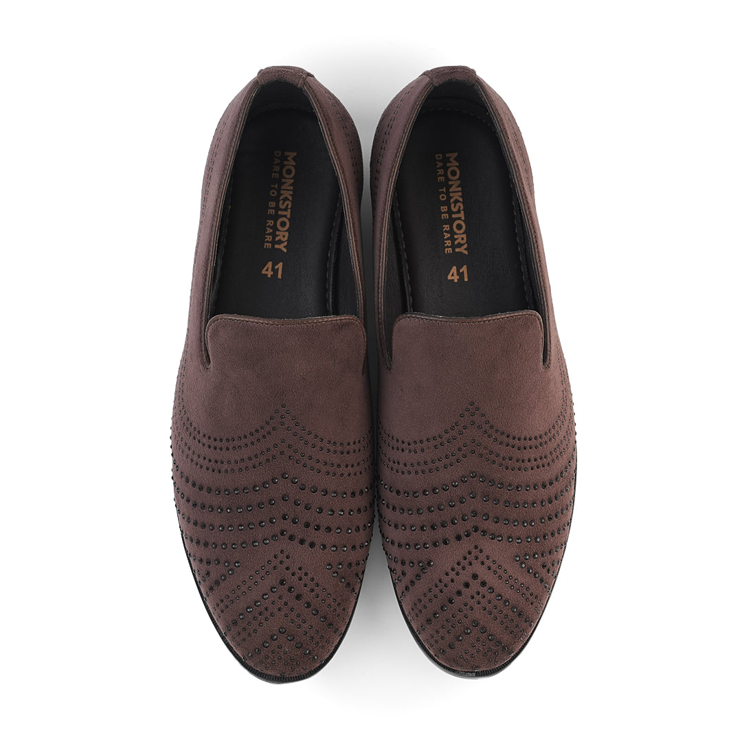 Monkstory Cascade Crystal Slip-Ons – Brown