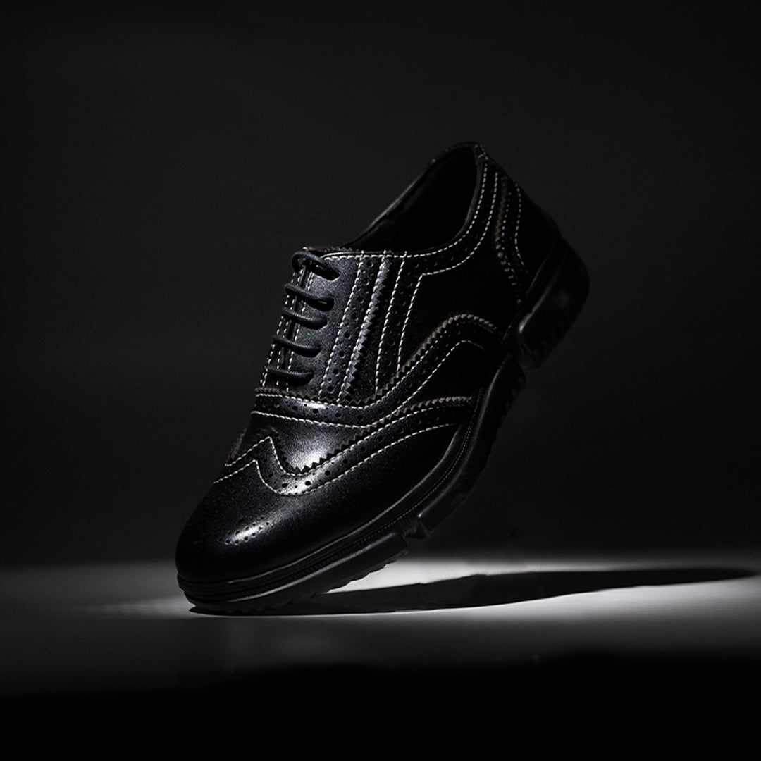 Monkstory Gravity Lift Ultra-Comfort Brogue Sneakers - Black